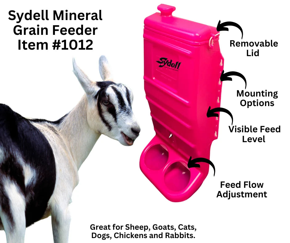Sydell Pink Poly Mineral & Grain Feeder | #1012 | Capacity 25 lb | For Sheep, Goats & Small Livestock