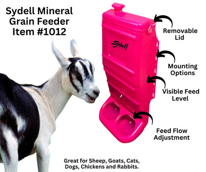 Sydell Pink Poly Mineral & Grain Feeder | #1012 | Capacity 25 lb | For Sheep, Goats & Small Livestock