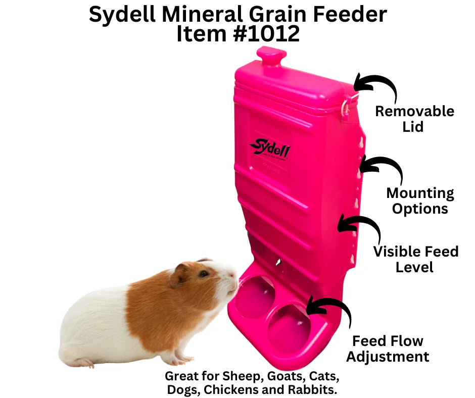 Sydell Pink Poly Mineral & Grain Feeder | #1012 | Capacity 25 lb | For Sheep, Goats & Small Livestock