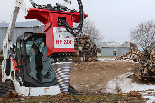 U.S Pride Cone Screw Log Splitter | Model HF-800 (2-Speed) | Splitter Weight 1,750 Lbs | For Large Skid Steers & Excavators