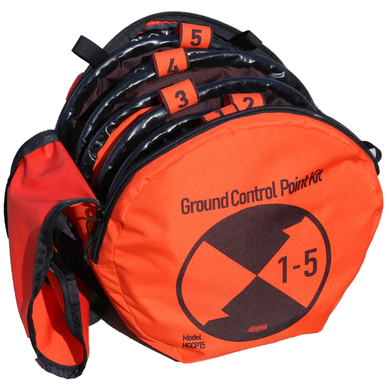 Hoodman Ground Control Point Kit | Model HGCP15 | 5-Pack | Diameter 3' | High-Visibility Orange/Black | Drone Aerial Surveying & Photogrammetry Tools
