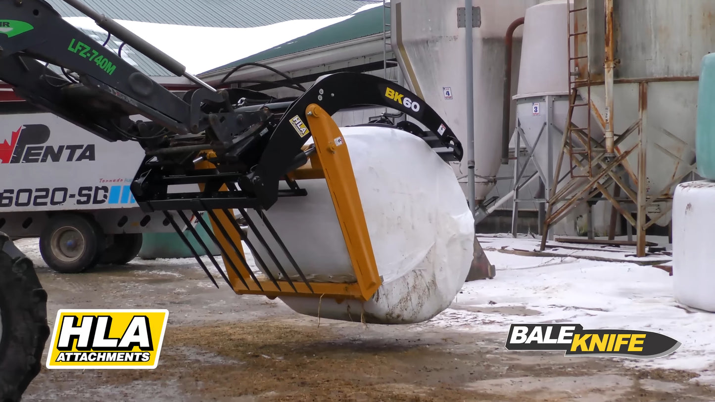 HLA Attachments | Bale Knife Slicer | Model BK Series | Widths 48" To 72" | Hydraulic Flow 15 To 30 GPM | For Skid Steers & Loaders