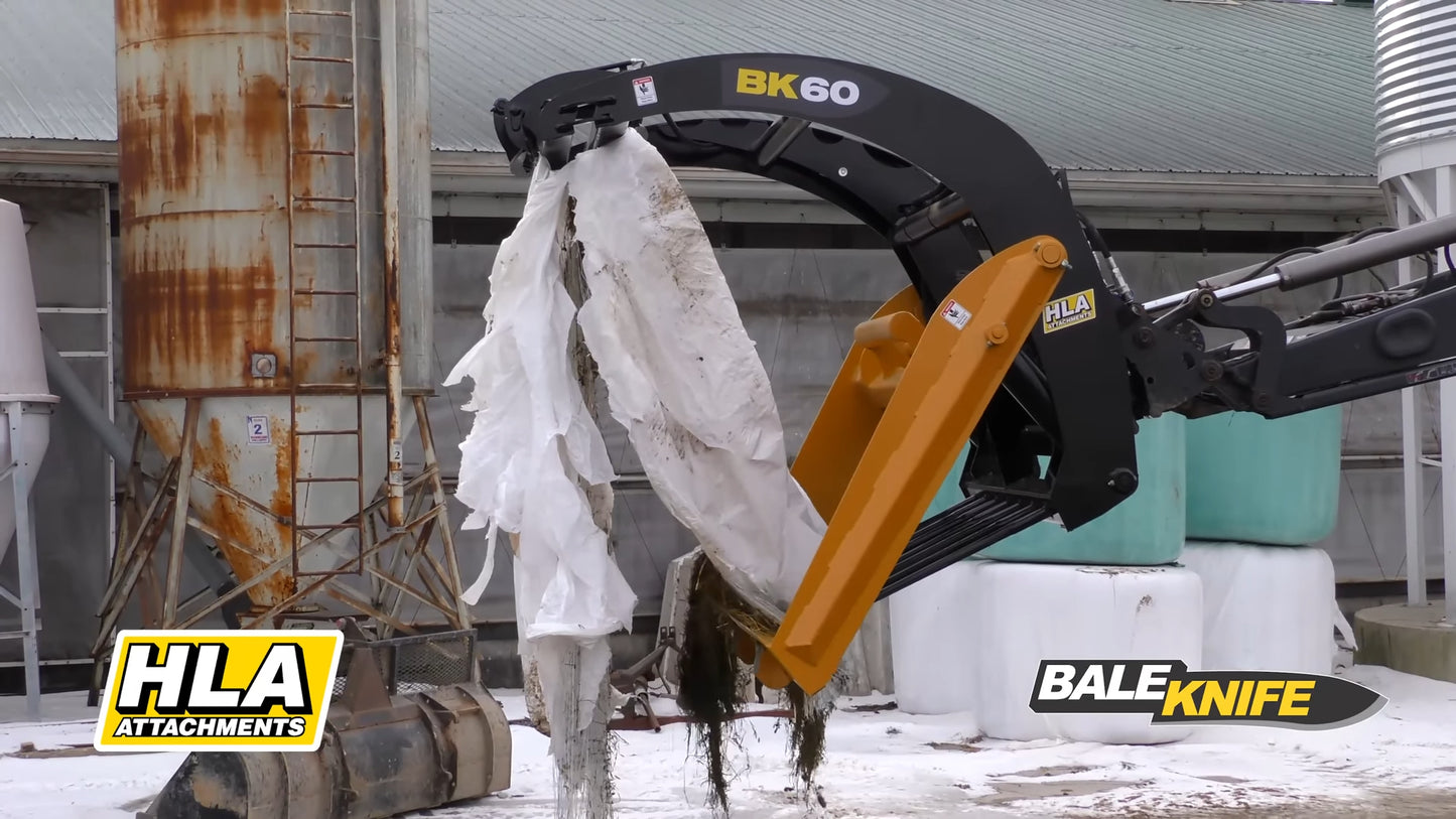 HLA Attachments | Bale Knife Slicer | Model BK Series | Widths 48" To 72" | Hydraulic Flow 15 To 30 GPM | For Skid Steers & Loaders