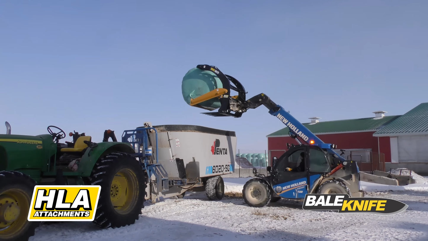 HLA Attachments | Bale Knife Slicer | Model BK Series | Widths 48" To 72" | Hydraulic Flow 15 To 30 GPM | For Skid Steers & Loaders