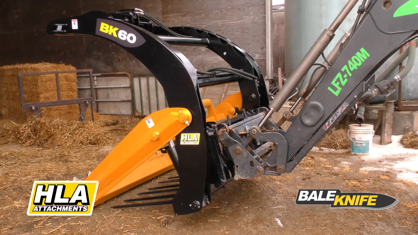 HLA Attachments | Bale Knife Slicer | Model BK Series | Widths 48" To 72" | Hydraulic Flow 15 To 30 GPM | For Skid Steers & Loaders