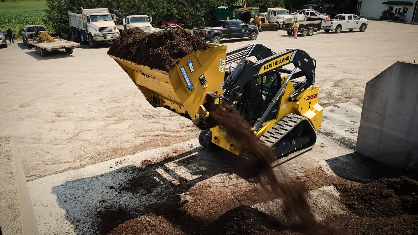 HLA Attachments Side Discharge Straw/Lime Bucket Less Mount |  Width  60", 72", 84", and 96" | For Skid Steer