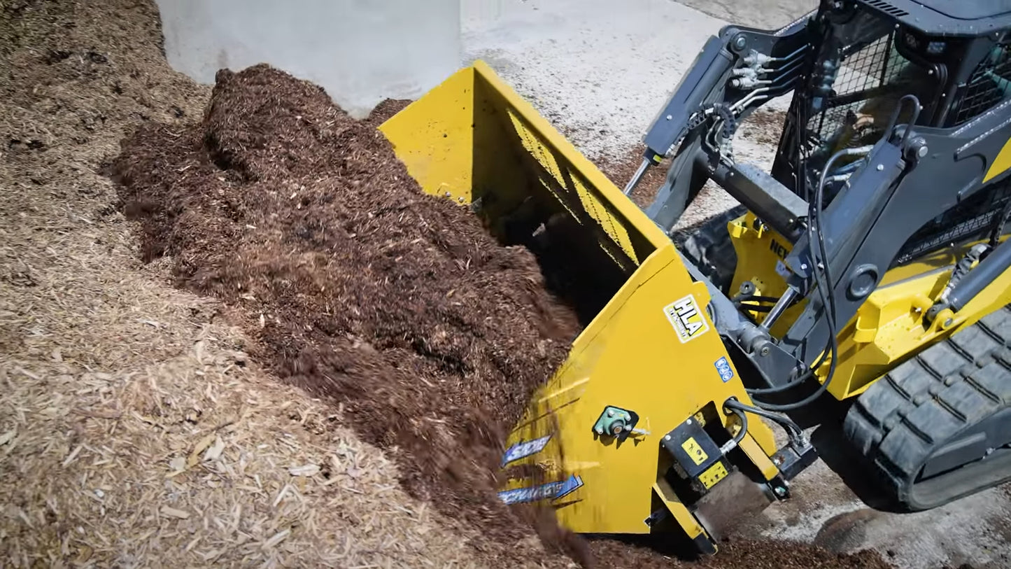 HLA Attachments Side Discharge Straw/Lime Bucket Less Mount |  Width  60", 72", 84", and 96" | For Skid Steer