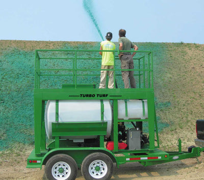 Turbo Turf Hydroseeder | HM-500-HARV & HM-500-HARV-P | Width 69″ | Capacity 500 Gallons | Engine Horsepower 23.5 HP | Skid & Trailer