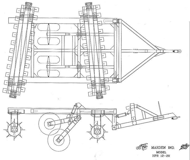 Marden Industries Pasture Renovator | Model HPR12‑20 Tandem Offset | Working Depth 40" | 100–200 HP | For Tractors & Ranch Equipment