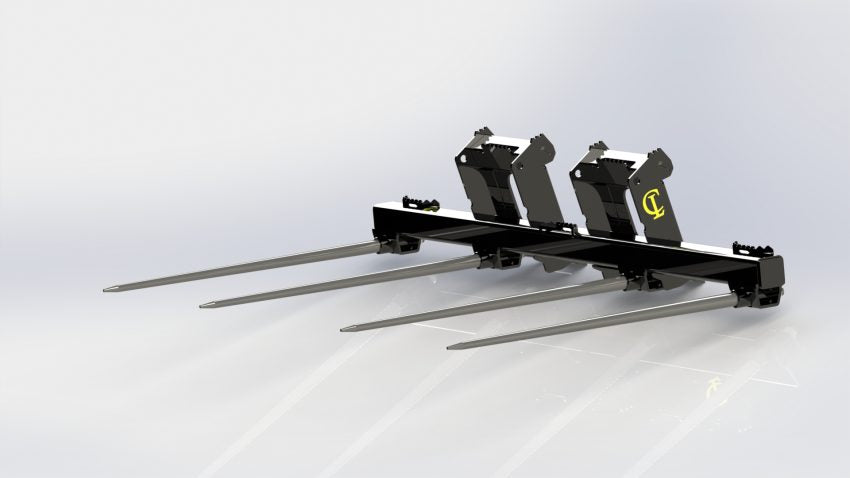 CL Fabrication EZ Bale Spears | Width 60"-102" inches | Oil Flow Range 15-25 GPM | For Skid Steer Loaders