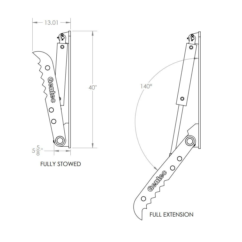 Gentec Equipment Hydraulic Weld-On Thumb | Model HT1035 | Size 10" x 35" | Machine Size 5-11 Tons | For Excavators