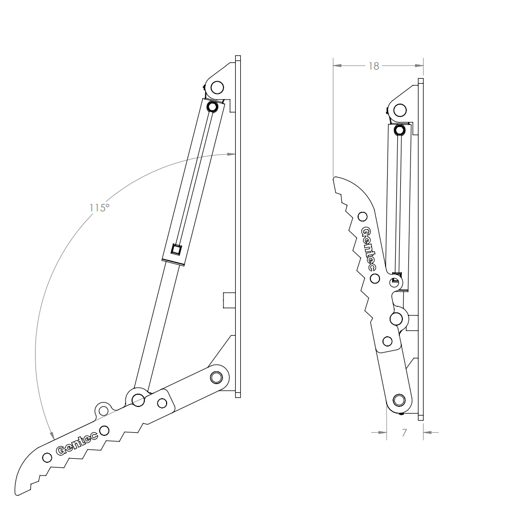 Gentec Equipment Hydraulic Weld-On Thumb | Model HT1850 | Size 18"x50" | Machine Size 12-19.5 Tons | For Excavators