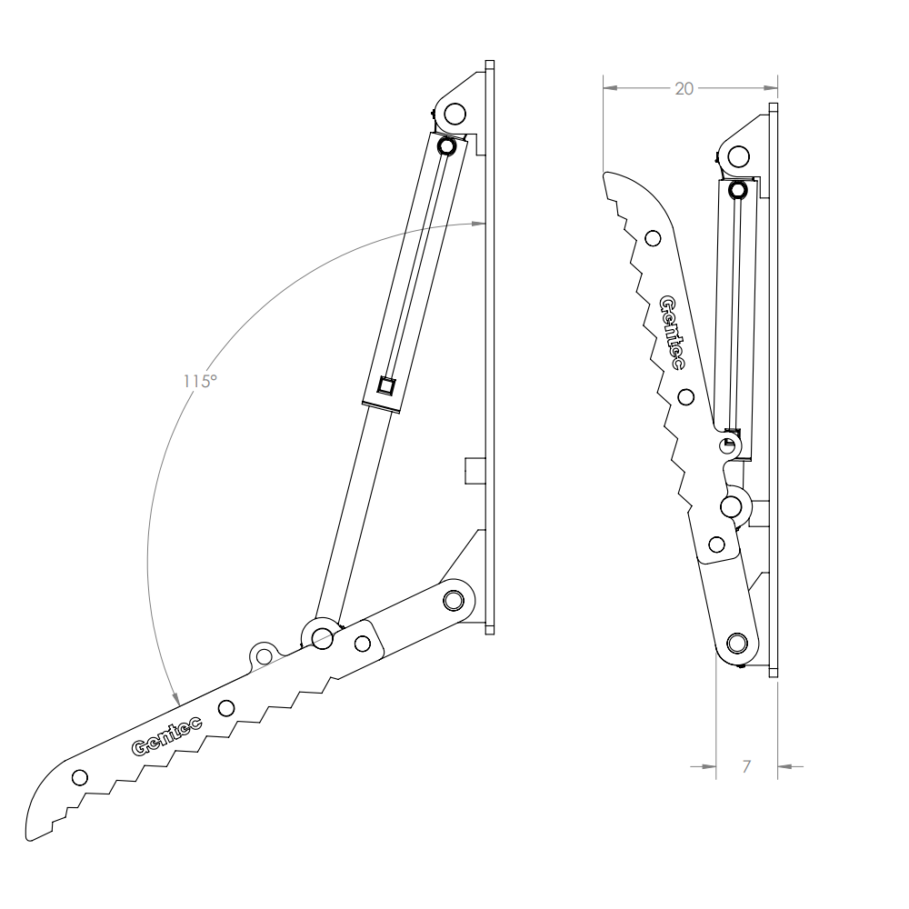Gentec Equipment Hydraulic Weld-On Thumb | Model HT1860 | Width 18" | Machine Size 12-19.5 Tons | For Excavators