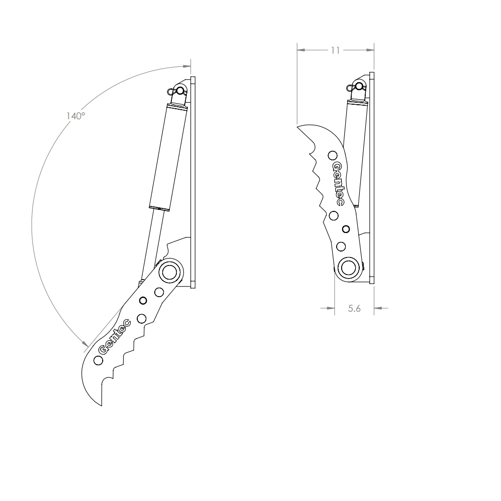 Gentec Equipment Hydraulic Weld-On Thumb | Model HT824 | Size 8" x 24" | Machine Size 1.5-4 Tons | For Excavators