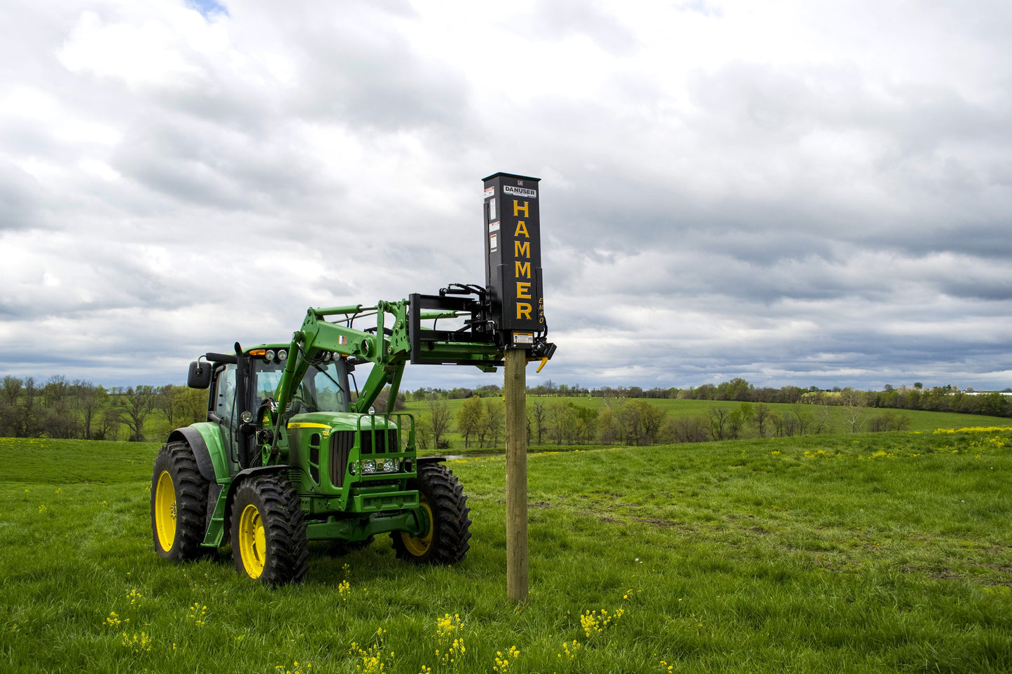 Danuser Hammer Hydraulic Post Driver Euro Front Loader Mount | Model EM40 | Width 27.5" | Oil Flow Range 12-30 GPM | For Skid-Steers