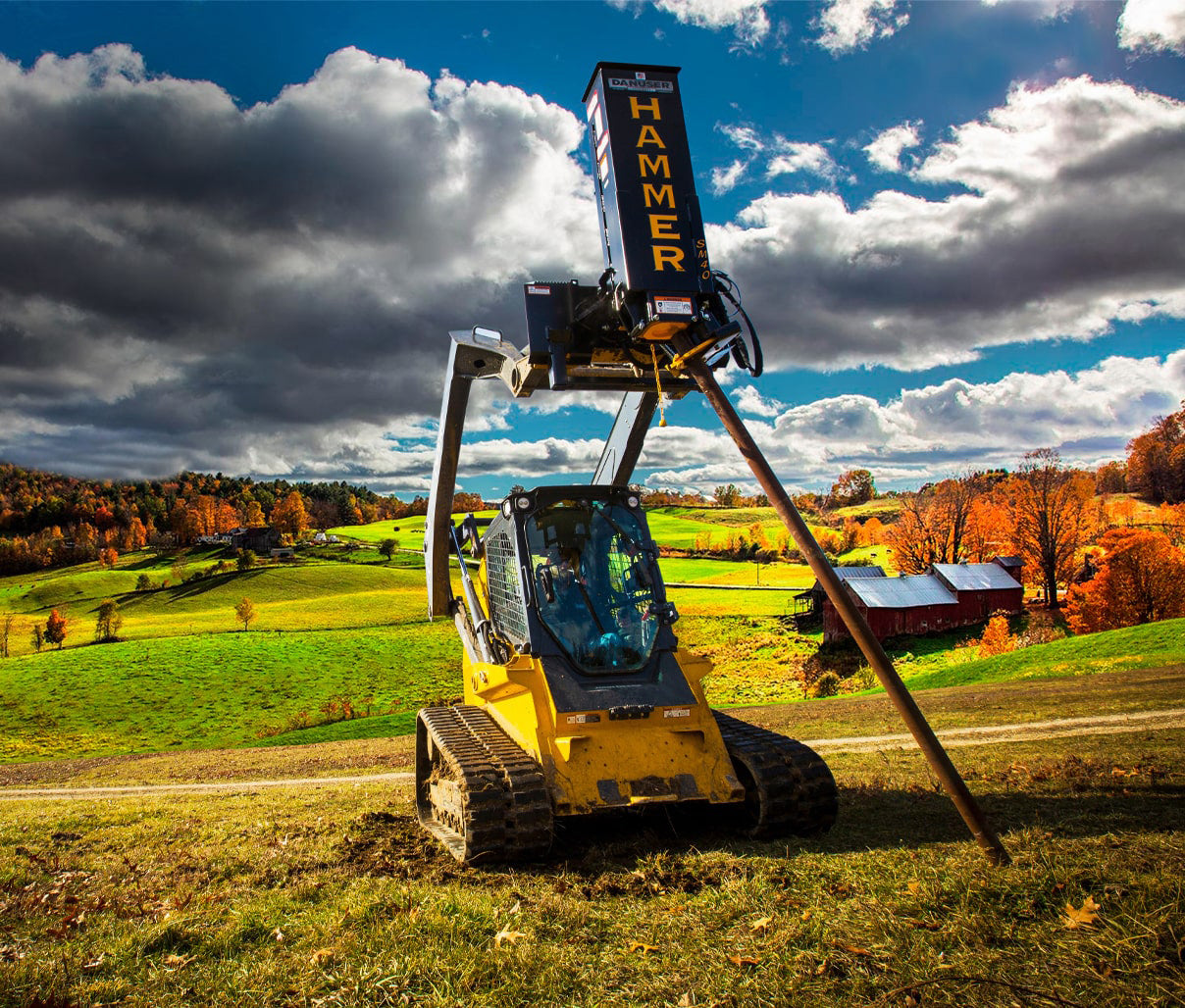 Danuser Hammer Hydraulic Post Driver Euro Front Loader Mount | Model EM40 | Width 27.5" | Oil Flow Range 12-30 GPM | For Skid-Steers