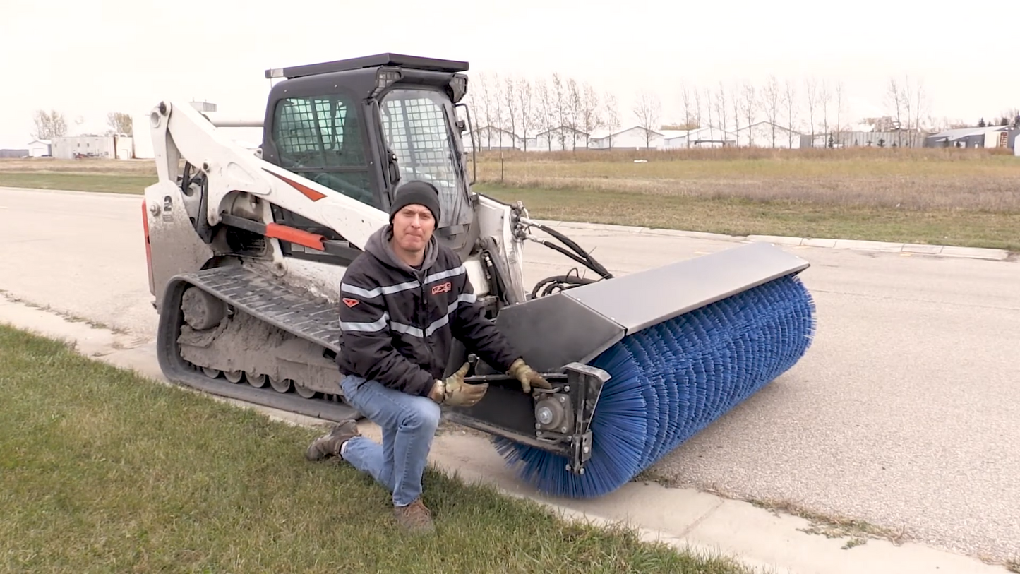 Erskine Heavy Duty Power Angle Broom | 72", 84" & 96" Width | Flow Range 13-24 GPM | For Skid Steer