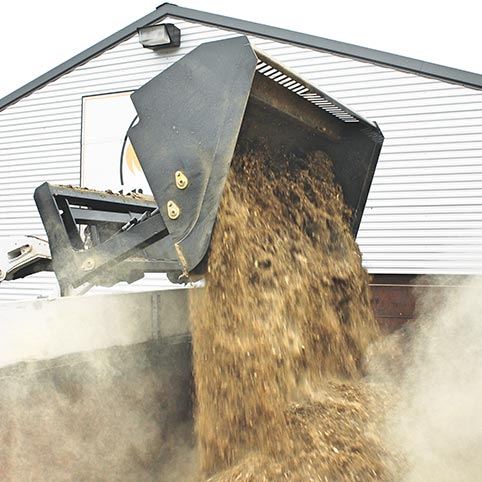 Virnig High Dump Bucket | Models DMP60 To DMP96 | Widths 60" To 96" | Hydraulic Flow 15 To 25 GPM | For Skid Steer