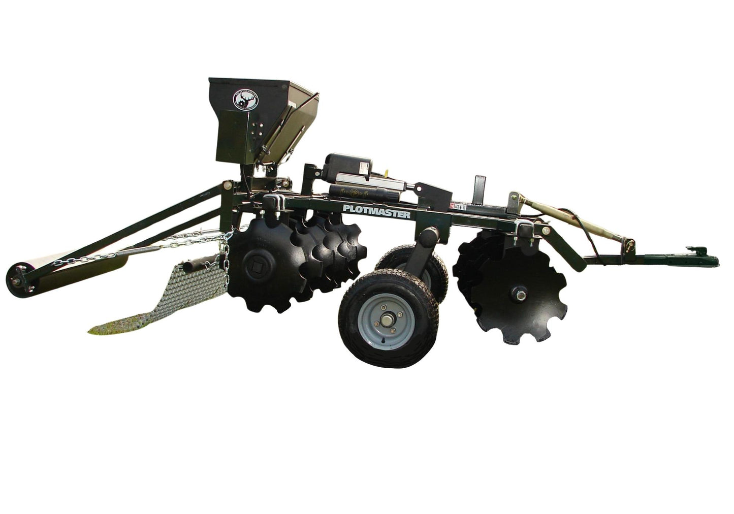 atv seed planter Plotmaster Hunter 400 | with Versa Seeder | Plow, Disc, Seed, Cultipack, Drag | 5-in-1 Food Plot Planter