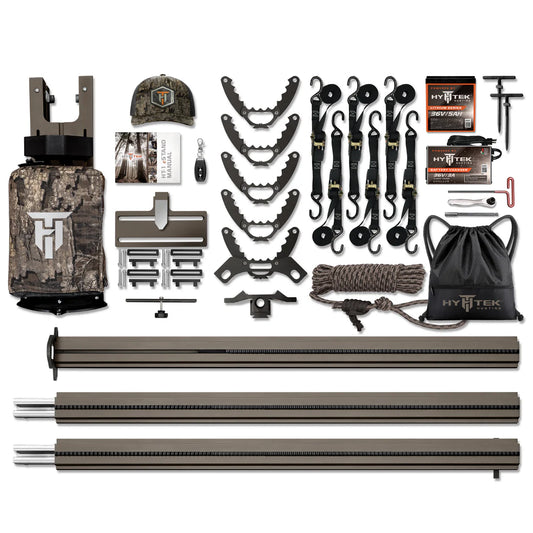 HYTEK Base Hunter Model | 15ft Aluminum eStand Lift | 36V Wireless Battery System | Realtree Timber & Kryptek® Obskura™ Skyfall Cover