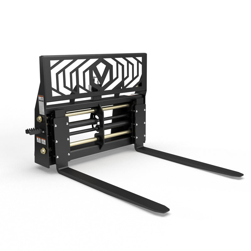 Virnig Hydraulic Adjust Pallet Fork | Models PFHA48 & PFHA60 | Widths 48" & 60" | Hydraulic Flow 15 To 25 GPM | For Skid Steer