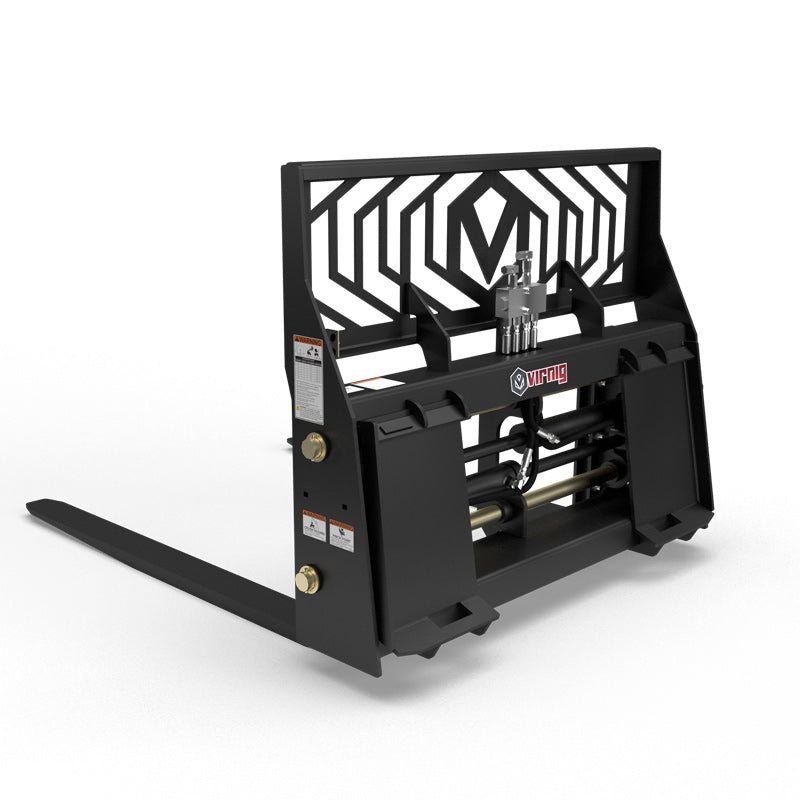 Virnig Hydraulic Adjust Pallet Fork | Models PFHA48 & PFHA60 | Widths 48" & 60" | Hydraulic Flow 15 To 25 GPM | For Skid Steer