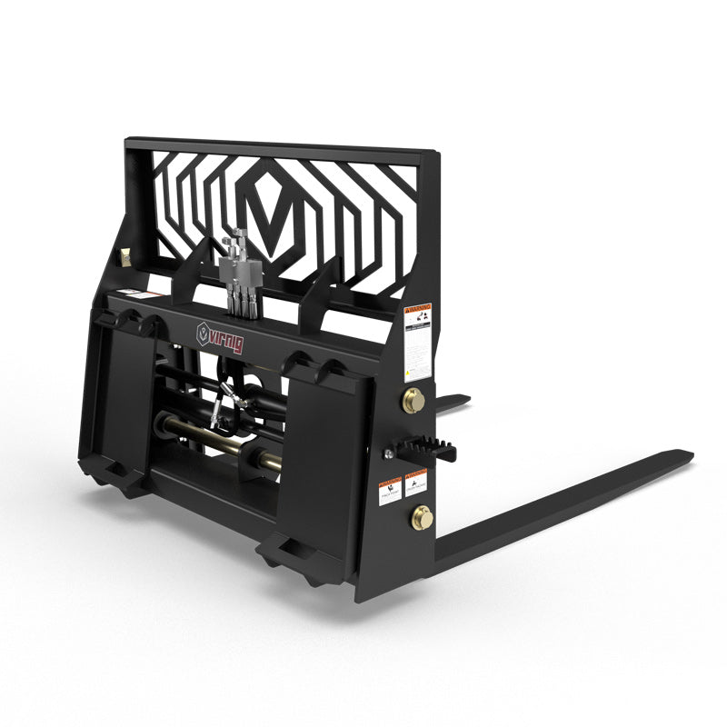 Virnig Hydraulic Adjust Pallet Fork | Models PFHA48 & PFHA60 | Widths 48" & 60" | Hydraulic Flow 15 To 25 GPM | For Skid Steer