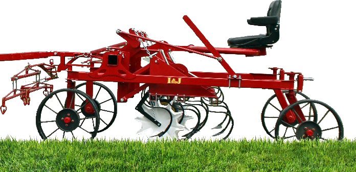 I&J 4-Wheeled Cultivator | 2, 3, or 4 Rows | Comfortable Operator Seat | High-Clearance Farming Machine | For Horse-Powered