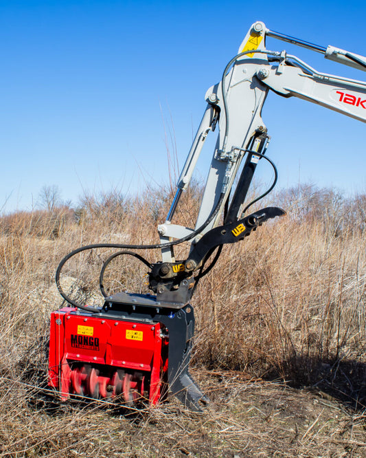 Mongo Attachments High Inertia+ Mulcher | Models MHIP70 & MHIP90 | Cutting Width 27"-35" | Forestry Mulcher Attachment | 12-16 GPM | 3.5-6 Ton | For Mini Excavator & Excavators