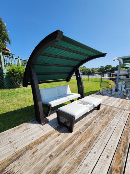 Killer Dock Cabana, Love Seat & Ottoman Outdoor Furniture | Width 48" | Marine-Grade Aluminum | For Dock, Seawall, Deck & Patio