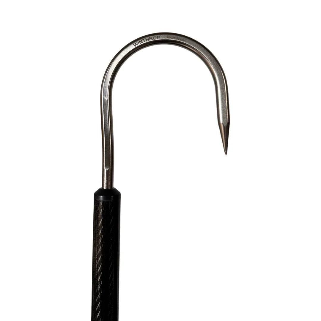 LT Marine Carbon Fiber Gaffs | 6’ & 8’ Lengths | 2” & 3” Winthrop J & Standard Hooks | Ultralight Floating Design | For Offshore Fishing