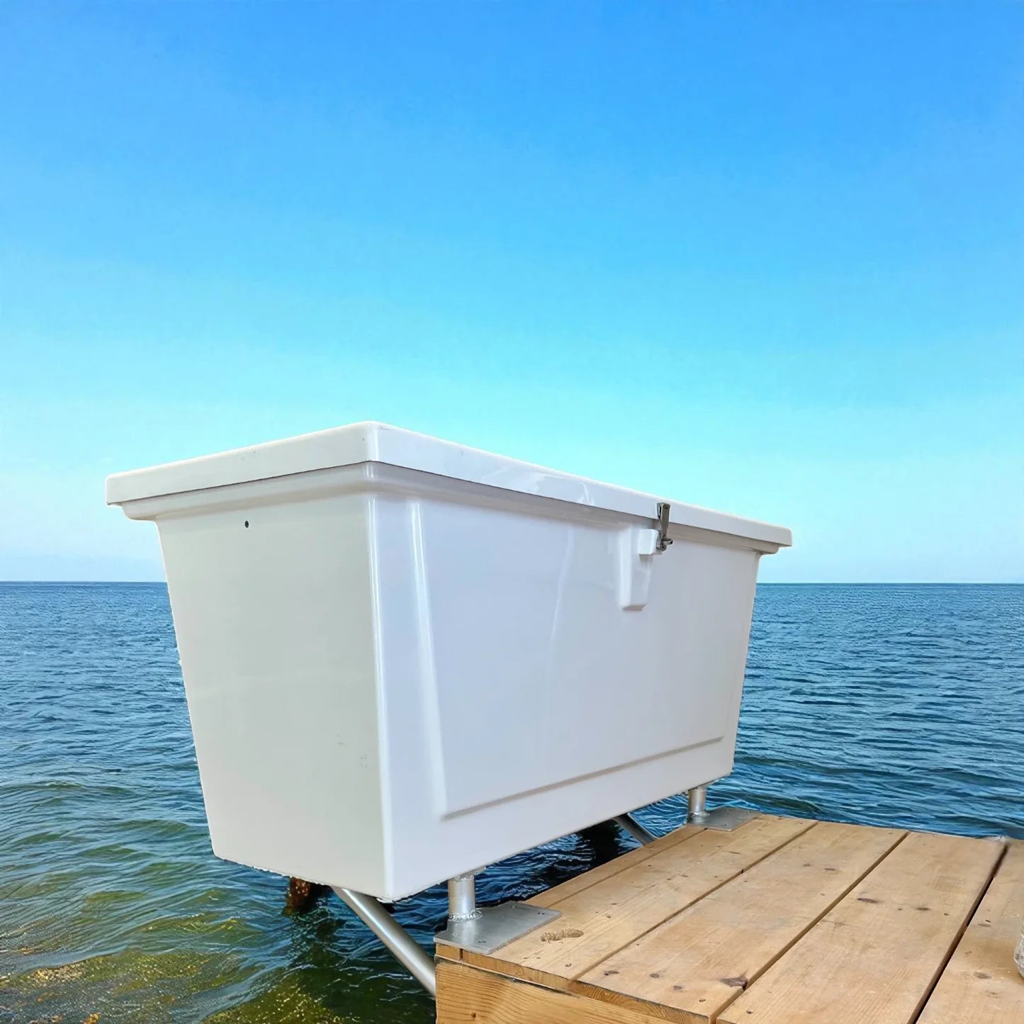 RIO MARINE CUSTOMS Dock Box Mounting Brackets | Model DBBK Series | 17” & 22” Depth | TIG-Welded Marine Aluminum | Universal Dock & Seawall