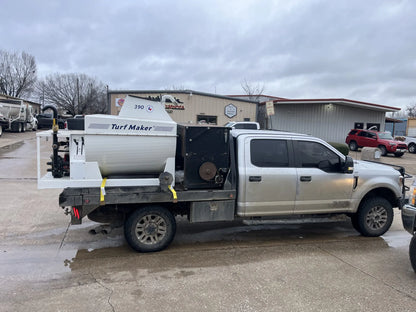 TurfMaker Hydroseeder | Model 390 (Hydraulic) | Total Capacity 390 Gallons | Skid Frame Width 47" | Single Axle Trailer Option