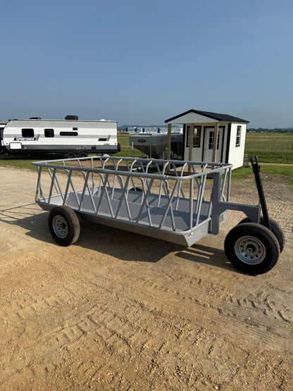Global Equipment Boss Ranch 12' Feeder Wagon | Portable & Stationary | Length 12' | For Livestock Feeding
