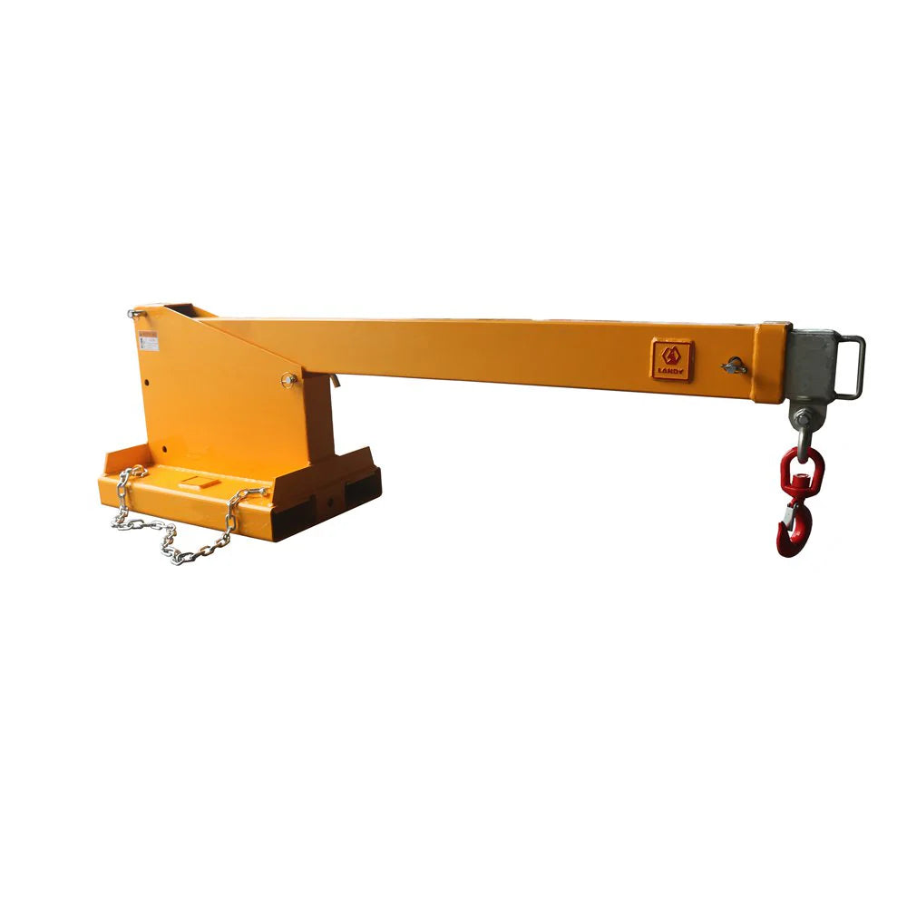 Landy Attachments Crane Jibs (Fixed & Tilt) | Capacity 5500–9900 lb | Short & Long Reach | 8-30 GPM | 2-5 Tons | For Forklifts, Skid Steers & Excavators