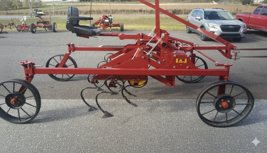 I&J 4-Wheeled Cultivator | 2, 3, or 4 Rows | Comfortable Operator Seat | High-Clearance Farming Machine | For Horse-Powered