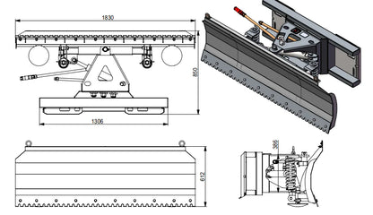 Landy Attachments Light-Duty Pusher Snow Plow | Width 72" | 16 GPM | 45-60 HP | For Skid Steers