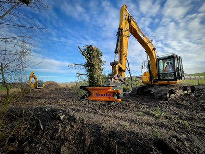 MDE Machinery | Tree Shear With Buncher | Model Koala 150T To Koala 550T | Cutting Capacity 6" To 21.5" Inches | Machine Size 1.5-40 Ton | For Excavator