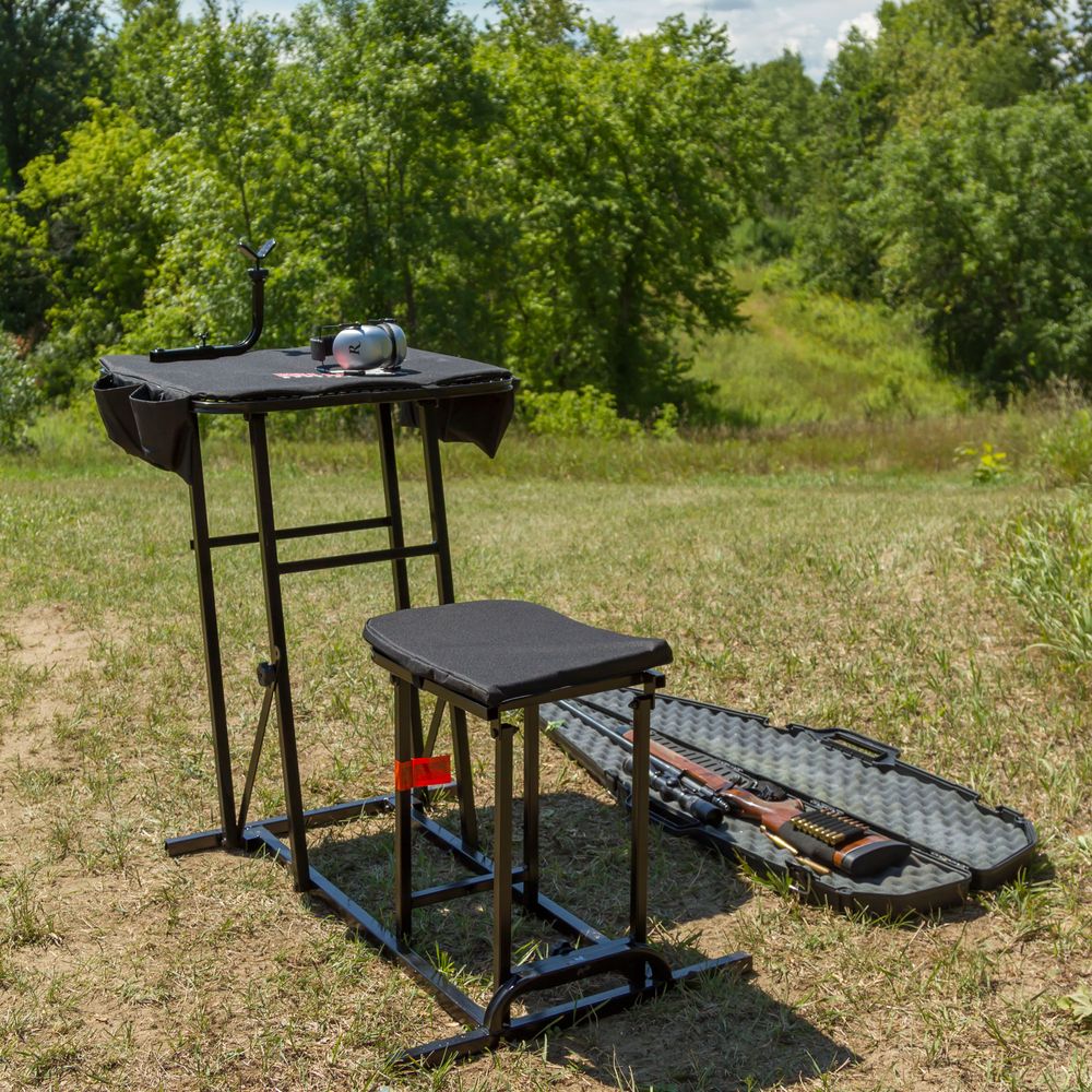 KShot Portable Shooting Bench W/ Gun Rest | Model GAME-CART-HD | 55.5" Length x 24" Width | Capacity 300 lb | For Hunting & Target Shooting