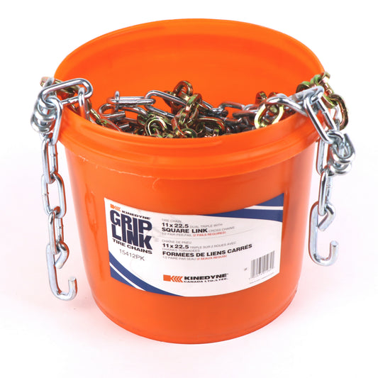 Kinedyne Grip Link Tire Chains | Model 15412PK | 11 x 22.5 Tire Size | 7 mm Square Link Cross Chain | For Highway Truck Drive Tires
