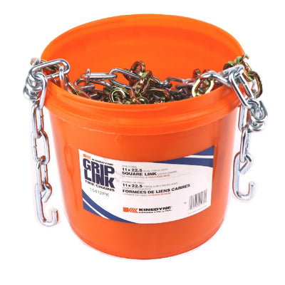 Kinedyne Grip Link Tire Chains | 15413PK | 11 x 24.5 Tire Size | Dual-Triple Square Link Cross Chains | For Semi-Truck Highway Snow & Ice Traction