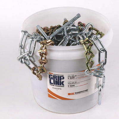 Kinedyne Grip Link Tire Chains | Model 15403PK | Tire Size 11 x 24.5 | Dual-Triple V-Bar Traction | For Heavy-Duty Truck Drive Tires in Snow & Ice Conditions
