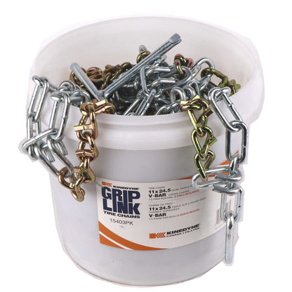 Kinedyne Grip Link Tire Chains | Model 15403PK | Tire Size 11 x 24.5 | Dual-Triple V-Bar Traction | For Heavy-Duty Truck Drive Tires in Snow & Ice Conditions