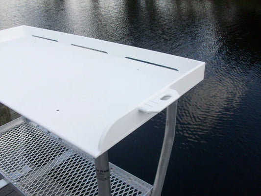 RIO MARINE CUSTOMS | Dock Overhang Fish Cleaning Table | Model FCS50-2 | 50" W x 23" D | Starboard Surface | Universal Waterfront Dock