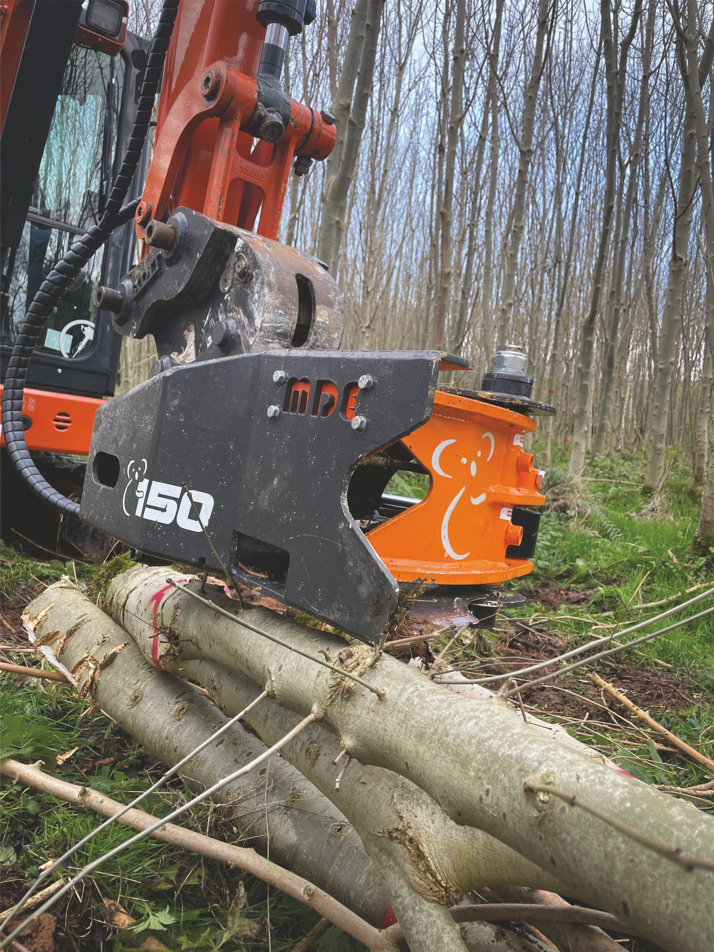 MDE Machinery | Tree Shear With Buncher | Model Koala 150T To Koala 550T | Cutting Capacity 6" To 21.5" Inches | Machine Size 1.5-40 Ton | For Excavator