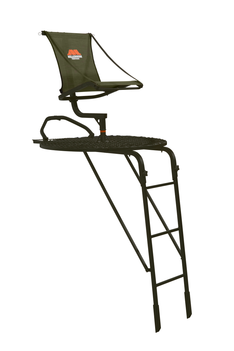 Millennium L366 Revolution Ladder Stand | Model L-366-SL | Size 18' | 300 lb Capacity | 360° Swivel Hunting Seat