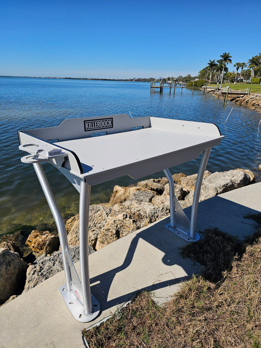 Killer Dock Fish Cleaning Station | Model Lil Killa | Width 48" | Heavy-Duty Aluminum & HDPE | For Dock, Seawall, Deck & Patio