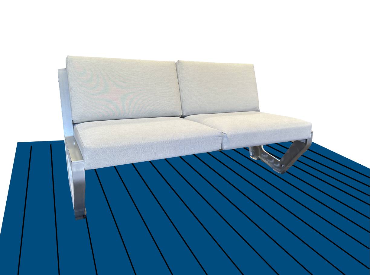 Killer Dock Love Seat | Width 48" | Marine Grade Aluminum | For Dock, Seawall, Deck & Patio