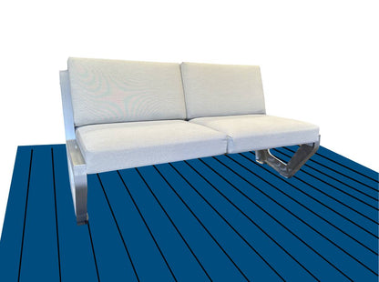 Killer Dock Love Seat | Width 48" | Marine Grade Aluminum | For Dock, Seawall, Deck & Patio