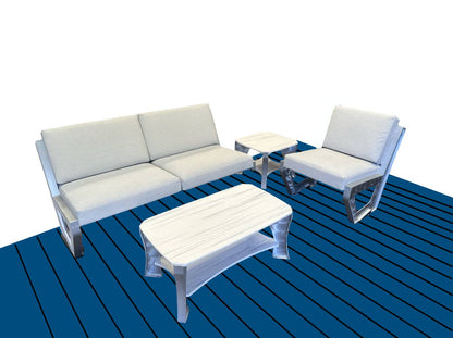 Killer Dock Coffee Table Outdoor Marine Grade Aluminum Furniture | Width 48" | Sunbrella Cushions | Dock, Seawall, Deck & Patio